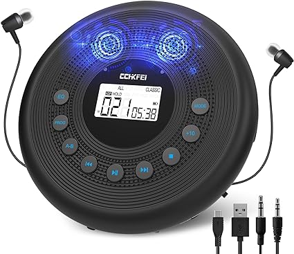 CCHKFEI Rechargeable Bluetooth Portable CD Player