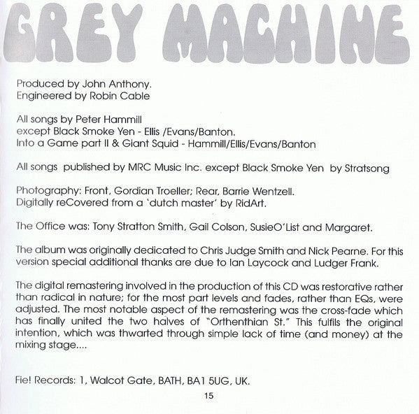 Van Der Graaf Generator - The Aerosol Grey Machine