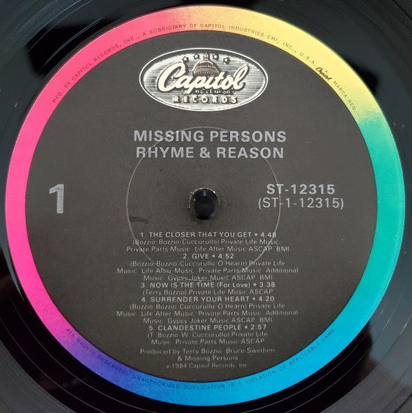 Missing Persons - Rhyme & Reason