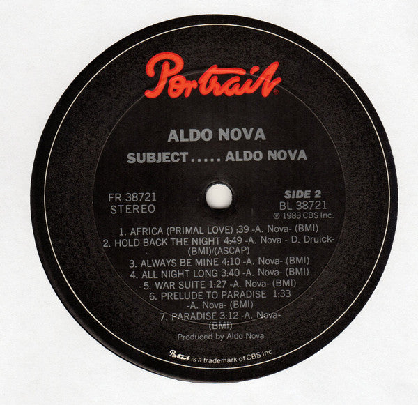 Aldo Nova - Subject.....Aldo Nova