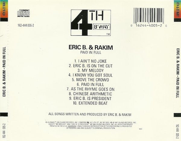 Eric B. & Rakim - Paid In Full