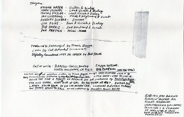 Frank Zappa - Fillmore East, June 1971
