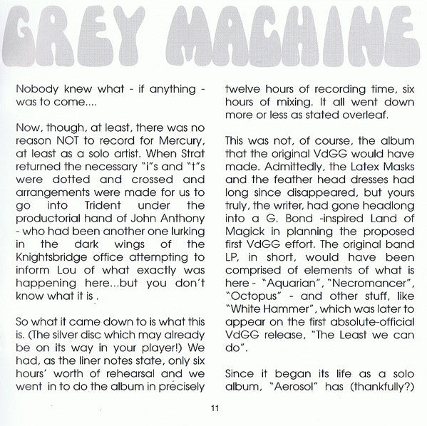 Van Der Graaf Generator - The Aerosol Grey Machine
