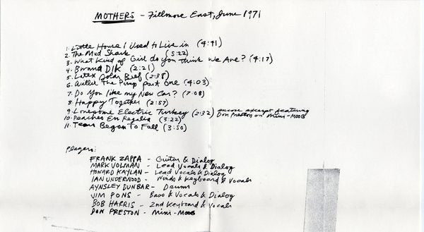 Frank Zappa - Fillmore East, June 1971