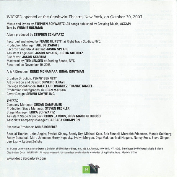 Stephen Schwartz - Wicked (Original Broadway Cast Recording)