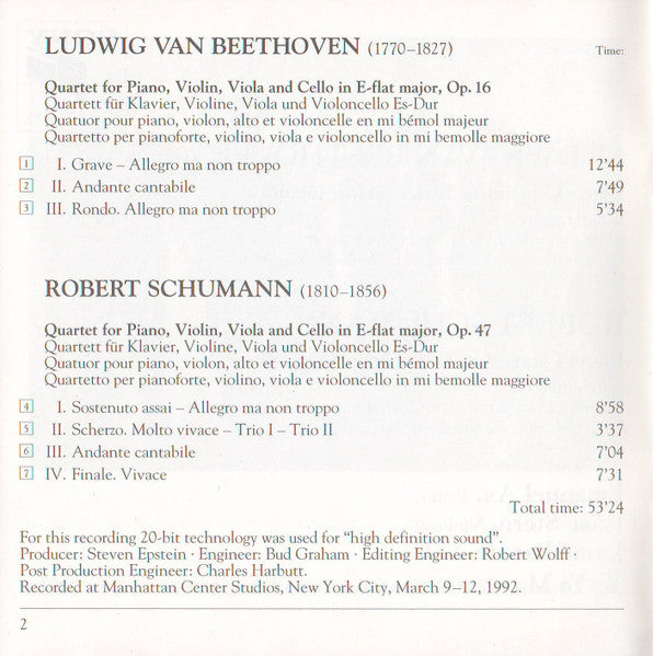 Ludwig Van Beethoven - Beethoven • Schumann: Piano Quartets