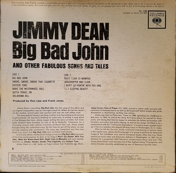 Jimmy Dean - Big Bad John And Other Fabulous Songs And Tales