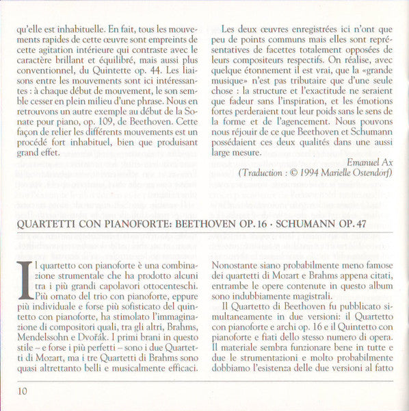 Ludwig Van Beethoven - Beethoven • Schumann: Piano Quartets