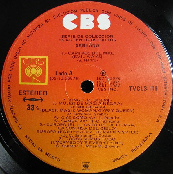 Santana - Serie De Coleccion 15 Autenticos Exitos / Santana