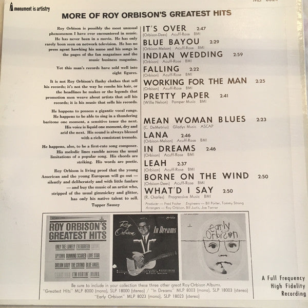 Roy Orbison - More Of Roy Orbison's Greatest Hits