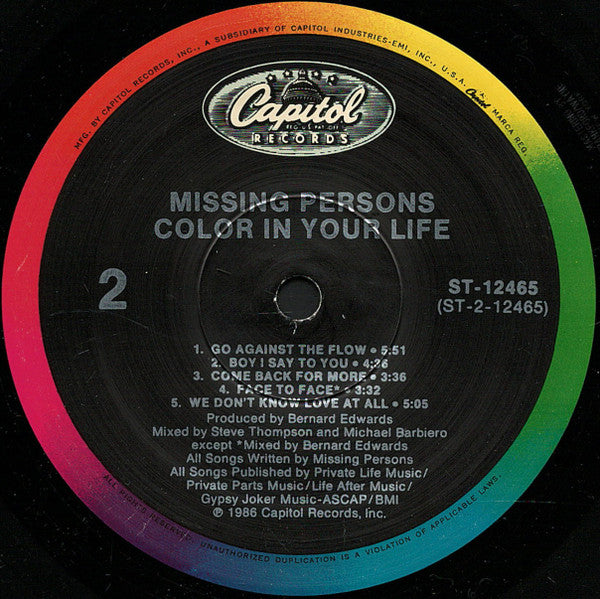 Missing Persons - Color In Your Life