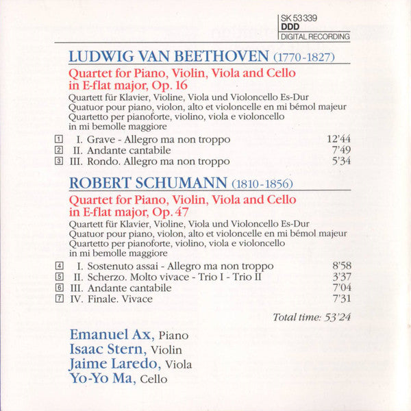 Ludwig Van Beethoven - Beethoven • Schumann: Piano Quartets
