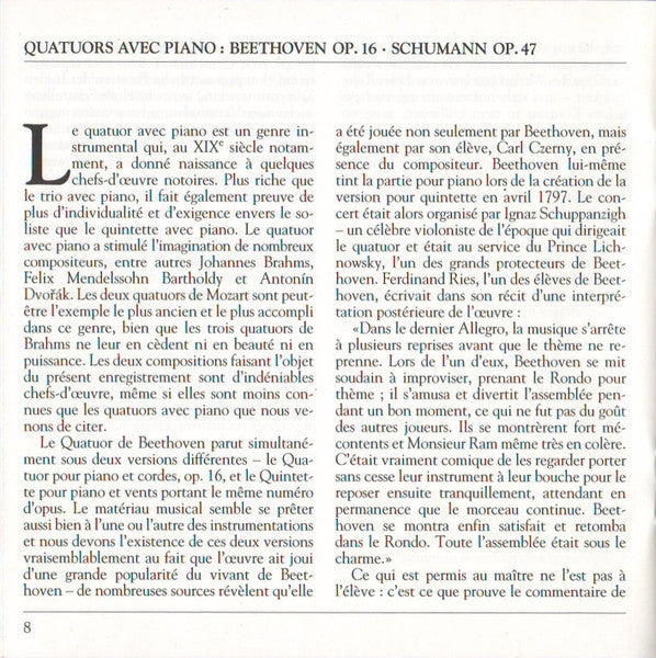 Ludwig Van Beethoven - Beethoven • Schumann: Piano Quartets