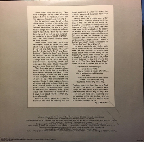 Jim Croce - Photographs & Memories (His Greatest Hits)