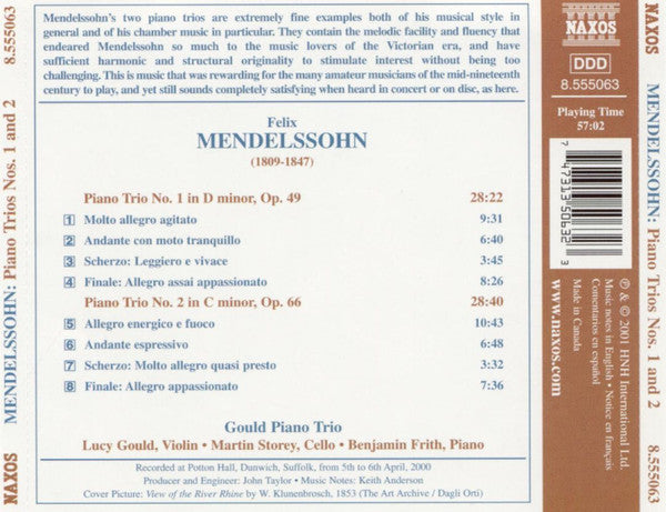 Felix Mendelssohn-Bartholdy - Piano Trios Nos. 1 And 2