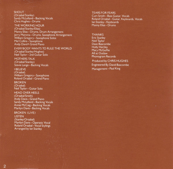 Tears For Fears - Songs From The Big Chair