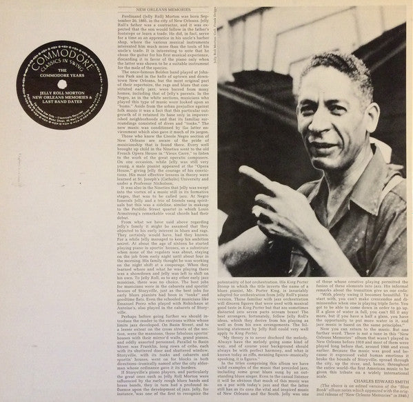 Jelly Roll Morton - New Orleans Memories & Last Band Dates