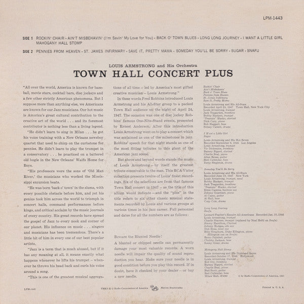 Louis Armstrong And His Orchestra - Town Hall Concert Plus