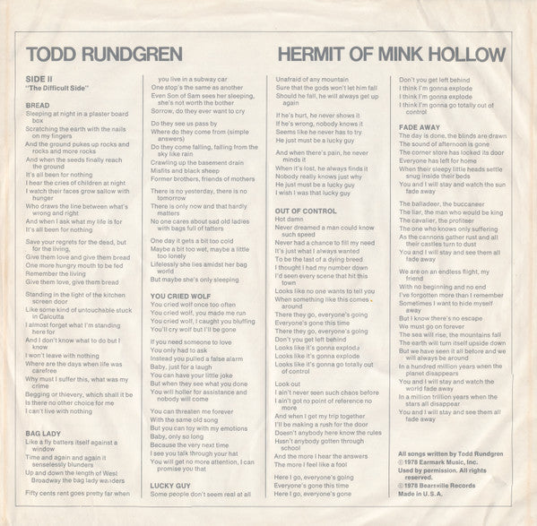 Todd Rundgren - Hermit Of Mink Hollow