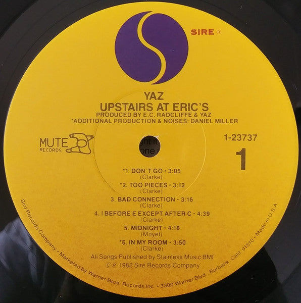 Yazoo - Upstairs At Eric's