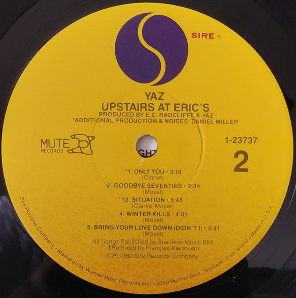 Yazoo - Upstairs At Eric's