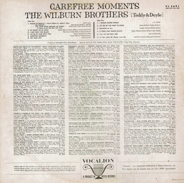 The Wilburn Brothers - Carefree Moments