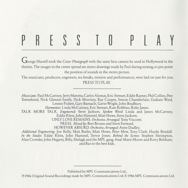 Paul McCartney - Press To Play