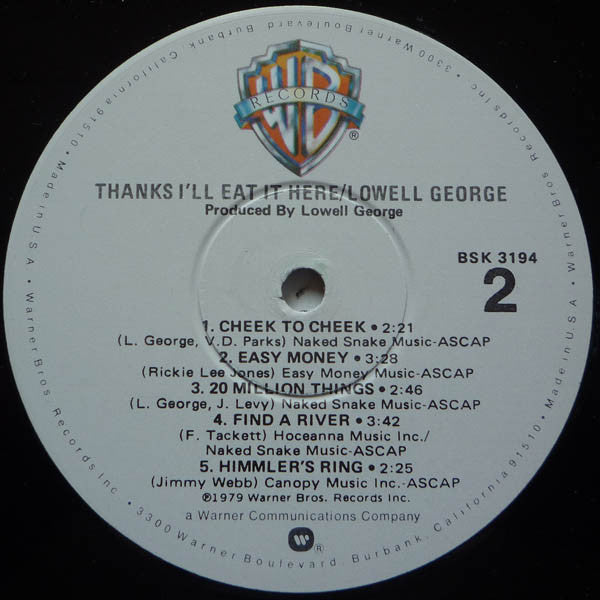 Lowell George - Thanks I'll Eat It Here