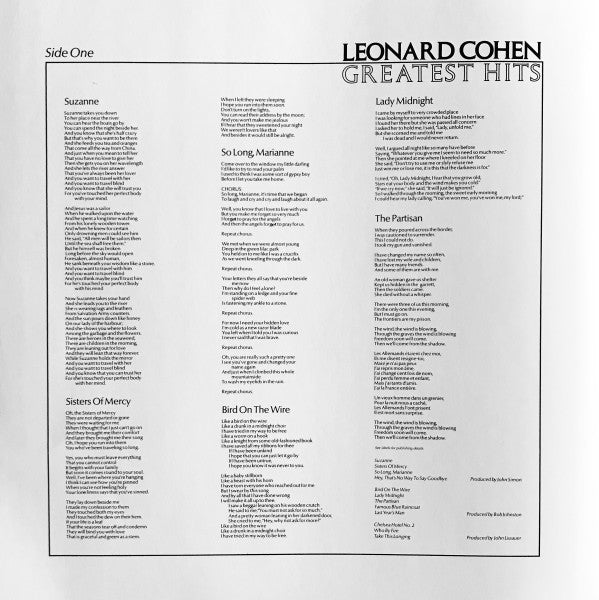 Leonard Cohen - Greatest Hits