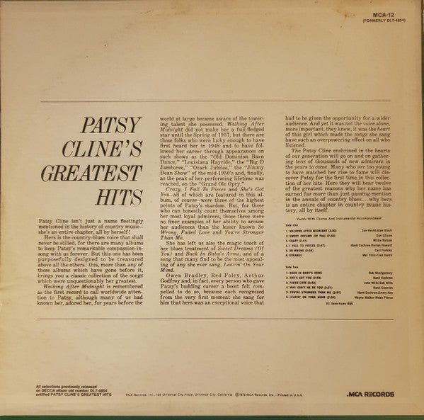 Patsy Cline - Patsy Cline's Greatest Hits
