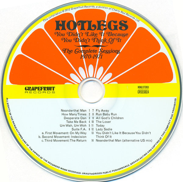Hotlegs - You Didn't Like It Because You Didn't Think Of It: The Complete Sessions 1970-1971