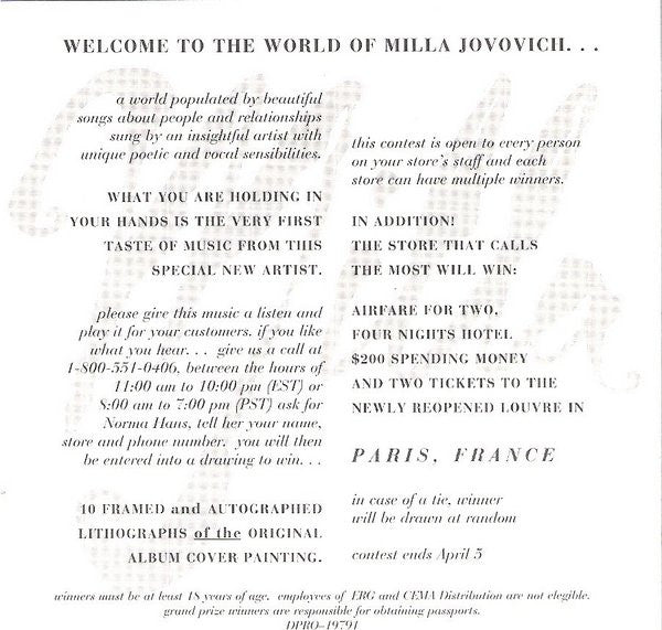Milla Jovovich - Music From The Forthcoming Album "The Divine Comedy"