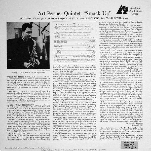 Art Pepper Quintet - Smack Up