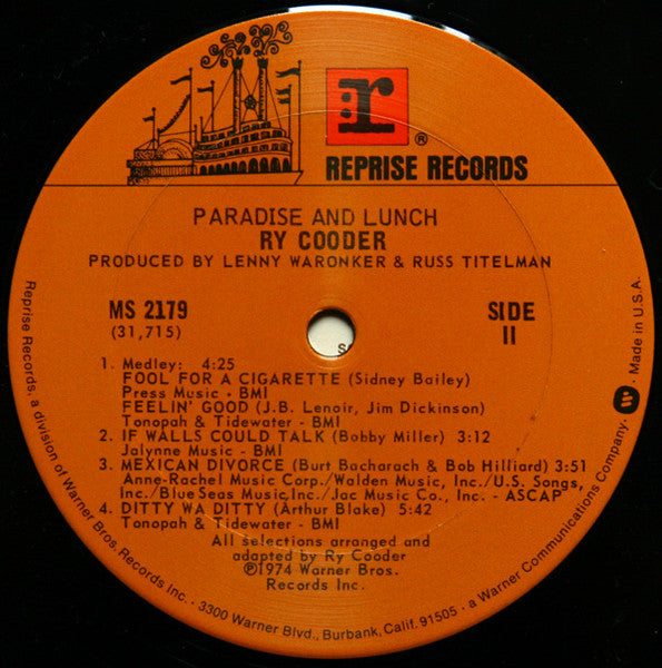 Ry Cooder - Paradise And Lunch