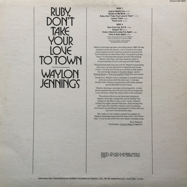 Waylon Jennings - Ruby, Don't Take Your Love To Town