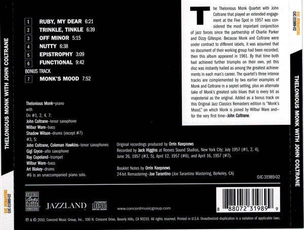 Thelonious Monk - Thelonious Monk With John Coltrane