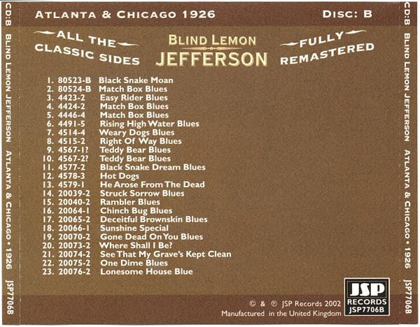 Blind Lemon Jefferson - The Complete 94 Classic Sides Remastered