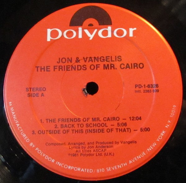 Jon & Vangelis - The Friends Of Mr. Cairo
