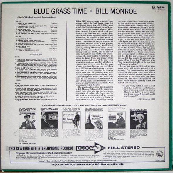 Bill Monroe - Blue Grass Time
