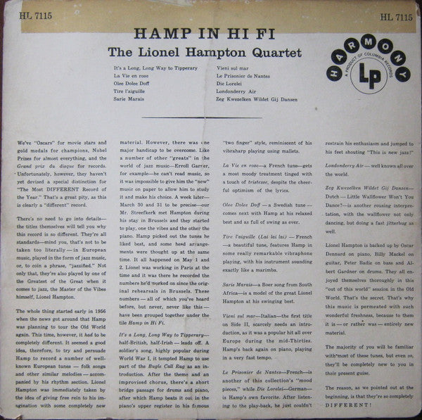 Lionel Hampton And His Quartet - Hamp In Hi Fi