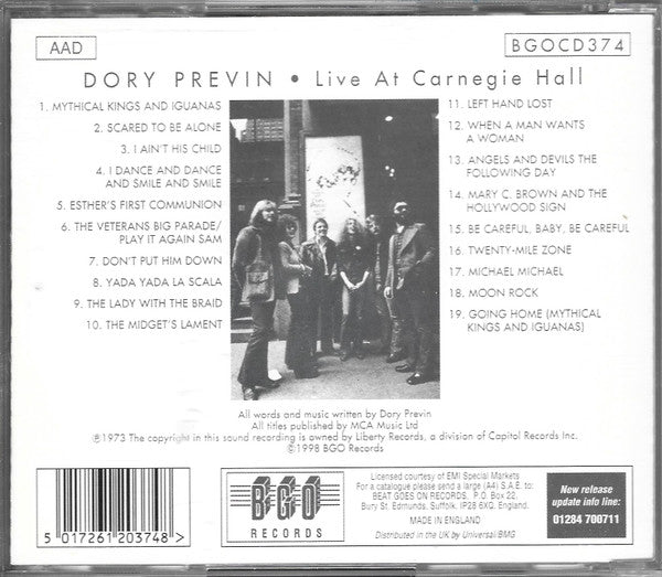 Dory Previn - Live At Carnegie Hall
