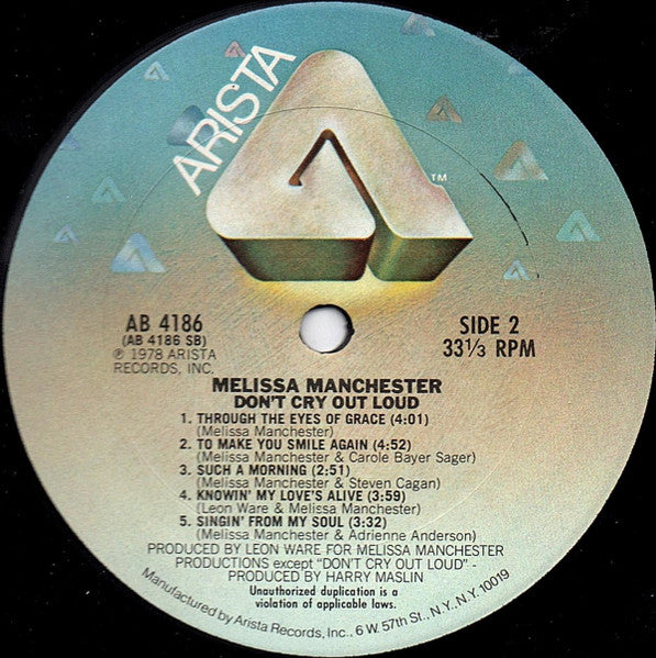 Melissa Manchester - Don't Cry Out Loud