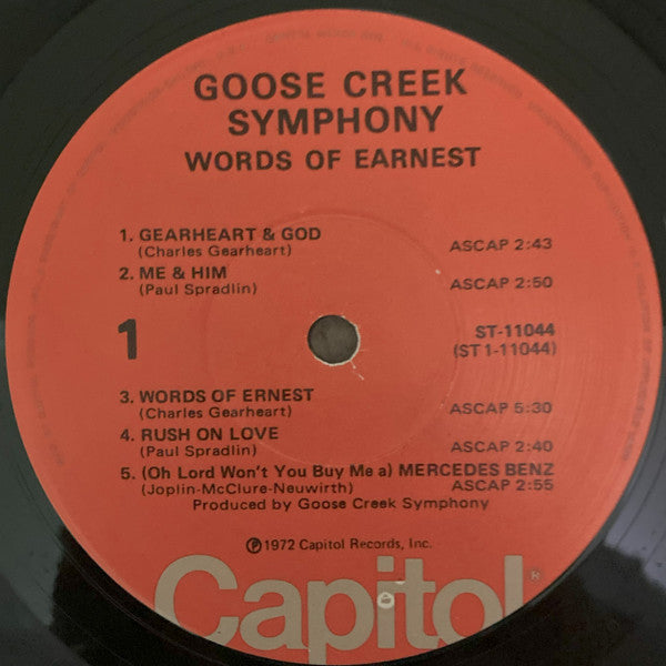 Goose Creek Symphony - Words Of Earnest