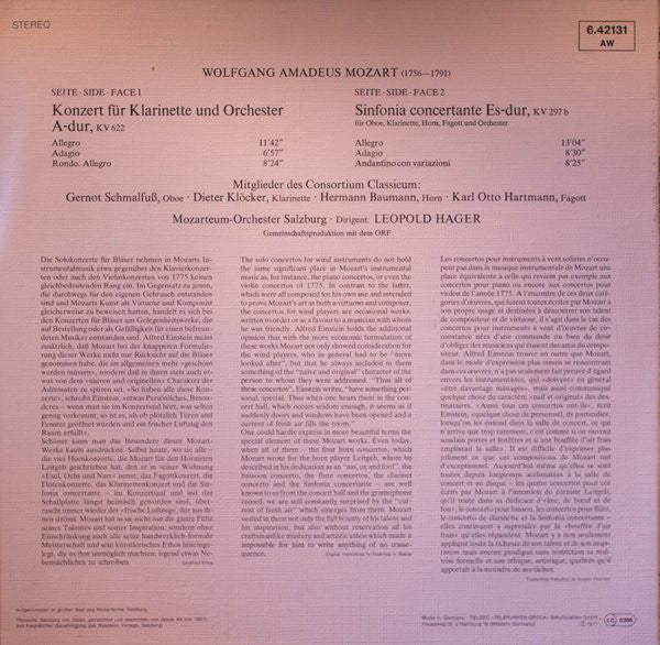 Dieter Klöcker - Klarinetten-Konzert A-Dur, KV 622; Sinfonia Concertante Es-Dur, KV 297B