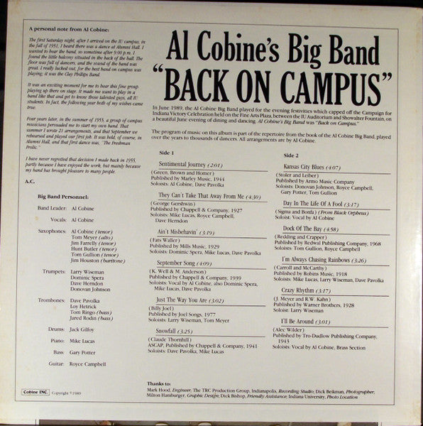 The Big Band Of Al Cobine - Back On Campus