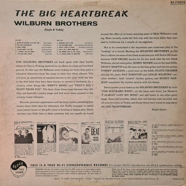 The Wilburn Brothers - The Big Heartbreak